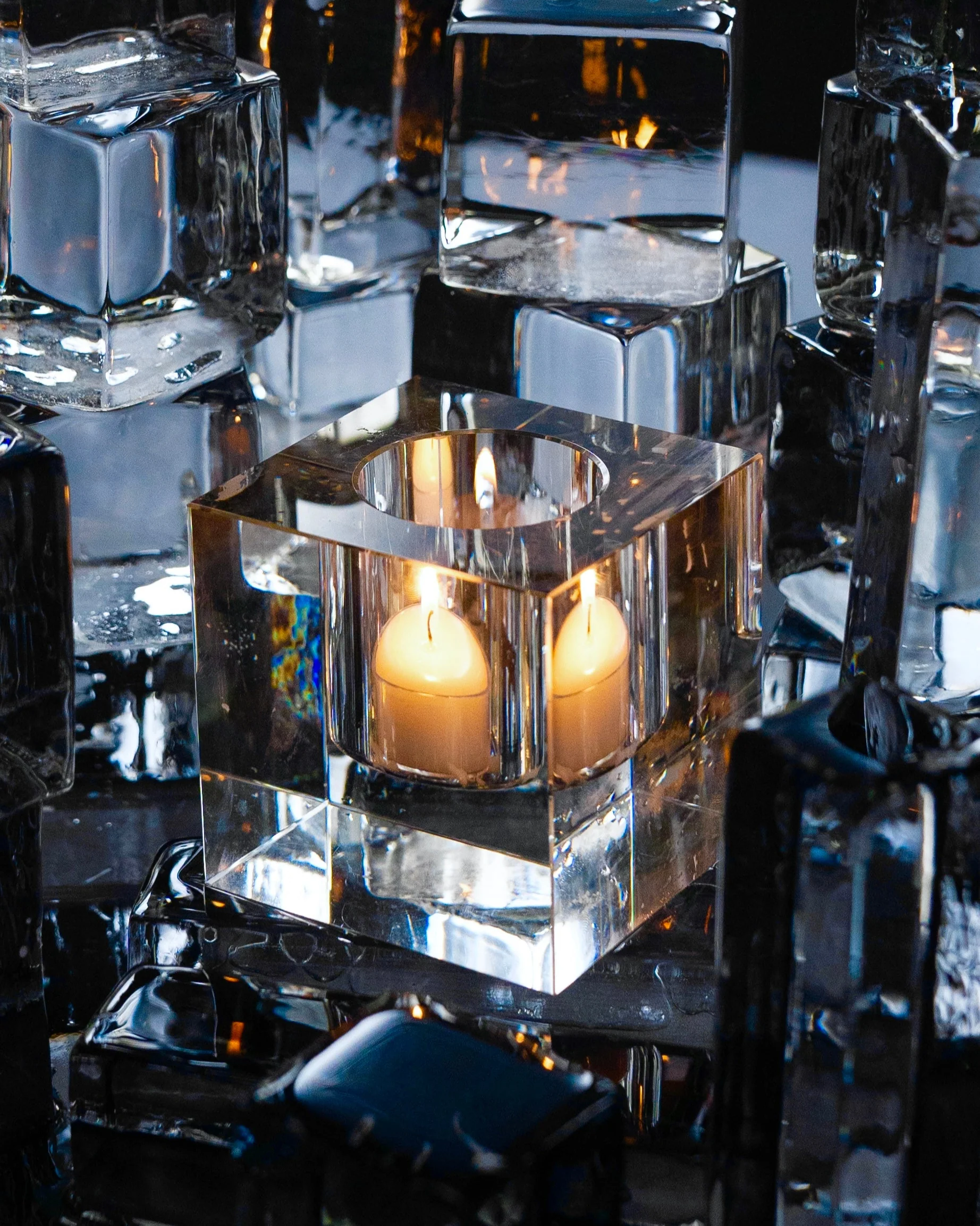 Cube | Crystal Glass Votive Holder